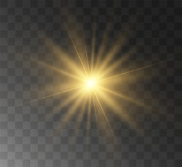Transparent yellow sunlight special lens flash light effect. Front solar flare lenses.