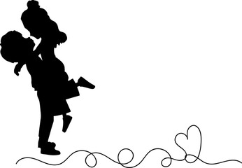 Creating a romantic design with a silhouette of a young couple in a loving embrace