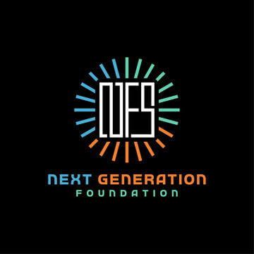 nfs initial letter with rays of light logo design