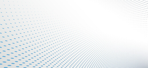 Dotted vector abstract background, blue and grey dots in perspective flow, dotty texture abstraction, big data technology image, cool backdrop.