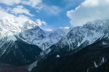 Fototapeta na wymiar Aerial view of beautiful high altitude snow mountains in Tibet,China