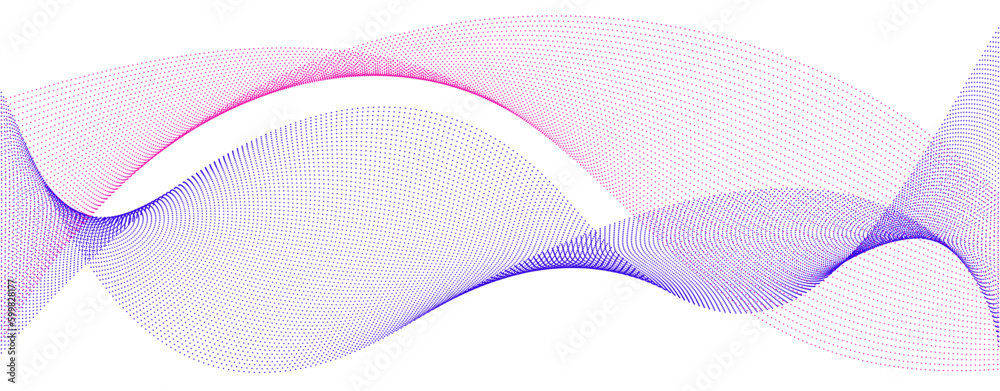 Wall mural smooth background with wave of flowing particles abstract vector art, easy and soft relaxing curve l