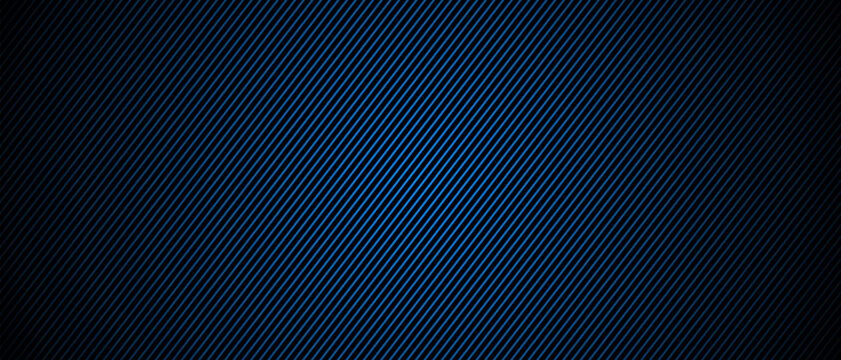 Black blue abstract background, texture with blue diagonal lines, vector illustration.