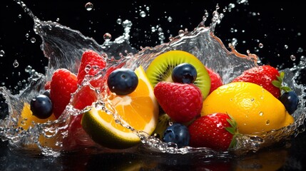 Fototapeta na wymiar fresh sliced fruits, generative ai