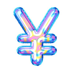 3D Holographic Balloon currency symbols. This is a part of a set which also includes uppercase and lowercase letters, punctuation marks and shapes.