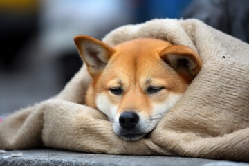 a Stray Shiba Inu living on the street