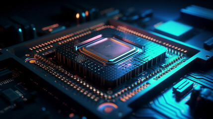 Fototapeta premium Close up of a motherboard. Generative AI