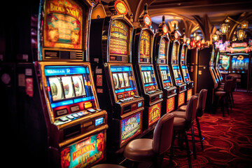 Gambling on slot machine in casino