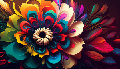 Fototapeta na wymiar Abstract colorful illustration flower art. Generative AI