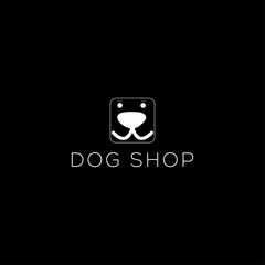 unique modern black and white dog icon for dog shop