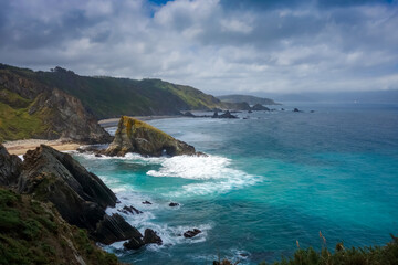 Fototapeta na wymiar Ortigueira cliffs and atlantic ocean, Galicia, Spain