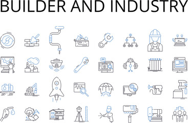 Builder and industry line icons collection. Construction industry, , , , , , vector and linear illustration. ,, outline signs set