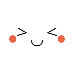 Kawaii face, cute cartoon face illustration. Hand drawn Japanese, anime, manga style design, isolated vector. Kids print element, facial expression, emotion, avatar, icon
