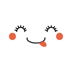 Kawaii face, cute cartoon face illustration. Hand drawn Japanese, anime, manga style design, isolated vector. Kids print element, facial expression, emotion, avatar, icon