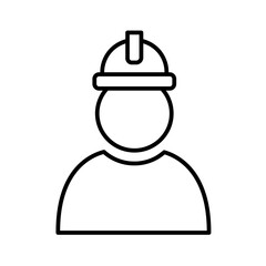 Construction worker construction icon with black outline style. pictogram, contractor, safety, employee, sign, human, factory. Vector illustration