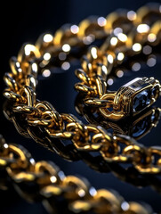 gold chain on a black background