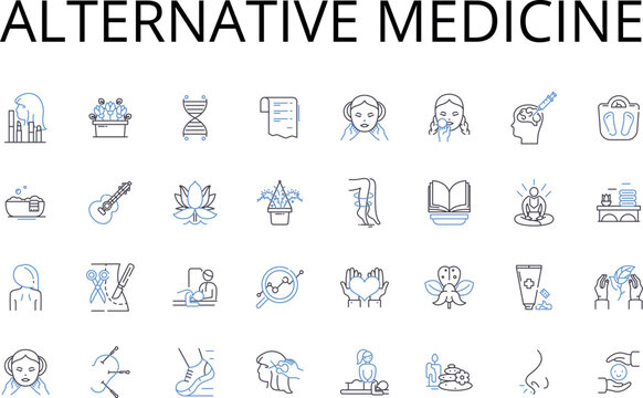 Alternative medicine line icons collection. Complementary medicine, Integrative medicine, Holistic medicine, Natural medicine, Traditional medicine, Herbal medicine, Eastern medicine vector and linear
