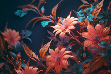 Fototapeta na wymiar 3d flowers illustration background mocap