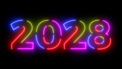 2028 colored text. Laser vintage effect. 