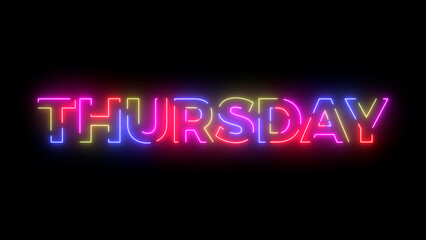 Thursday colored text. Laser vintage effect. 