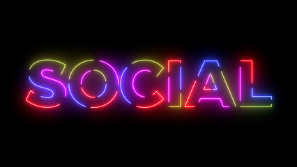 Social colored text. Laser vintage effect. 