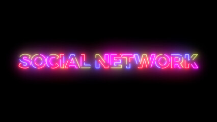 Social network colored text. Laser vintage effect. 