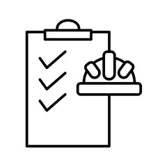 List construction icon with black outline style. checklist, test, report, form, tick, agreement, note. Vector illustration