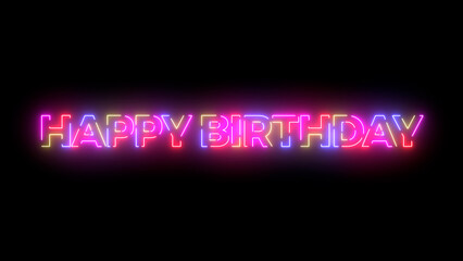 Happy birthday colored text. Laser vintage effect. 