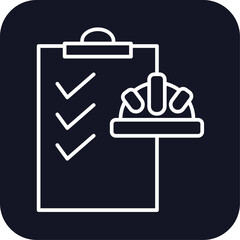 List construction icon with black filled line outline style. checklist, test, report, form, tick, agreement, note. Vector illustration