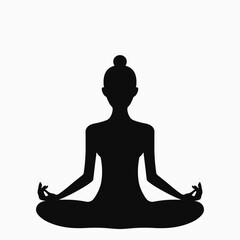 Young woman doing yoga workout. Black silhouette. Vector illustration