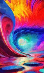 abstract background watercolours painting on canvas. multicolored - 599835551