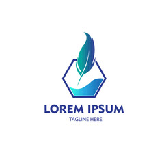 logo feather pen vector illustration