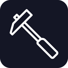 Hammer construction icon with black filled line outline style. renovation, steel, power, shape, thin, improvement, construct. Vector Illustration