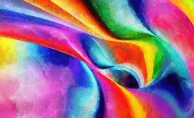abstract background of acrylic paint in blue, red, yellow and green colors - 599835786