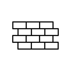 Brick wall construction icon with black outline style. symbol, house, cement, home, masonry, design, material. Vector illustration