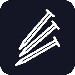 Nail construction icon with black filled line outline style. hobnail, wall, design, bent, repair, object, background. Vector Illustration