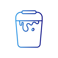 Paint bucket construction icon with blue gradient outline style. painter, can, color, house, construction, renovation, liquid. Vector illustration