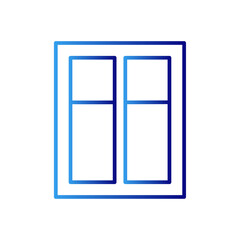 Window construction icon with blue gradient outline style. sign, isolated, modern, architecture, line, frame, room. Vector illustration