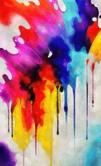 abstract background of acrylic paint in blue, red, yellow and green colors - 599835951