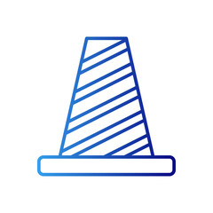 Cone construction icon with blue gradient outline style. symbol, sign, equipment, line, set, black, design, . Vector illustration