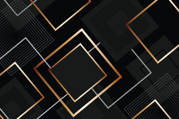Naklejka premium Abstract black and gold luxury background. Overlapping layers décor golden lines Vector illustration 
