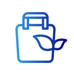 Eco bag shopping icon with blue gradient outline style. line, commerce, mall, shopper, container, packaging, set. Vector Illustration