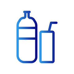 Drink shopping icon with blue gradient outline style. thin, symbol, glass, champagne, pictogram, bottle, beer, . Vector Illustration
