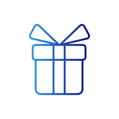 Gift shopping icon with blue gradient outline style. bow, holiday, ribbon, parcel, symbol, surprise, celebration,. Vector Illustration