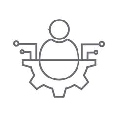 IT department information technology icon with black outline style. emergency, fire, hose, management, success, gear, staff. Vector Illustration