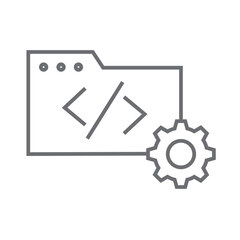 Coding information technology icon with black outline style. id, scanning, black, internet, communication, square, element. Vector Illustration