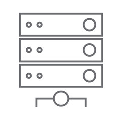 Data server information technology icon with black outline style. design, outline, backup, folder, sign, device, laptop. Vector Illustration