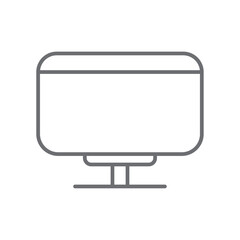 Monitor information Technology icon with black outline style. desktop, display, isolated, flat, equipment, notebook, electronic. Vector Illustration