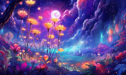 Fototapeta premium Leuchtende Blumen der Nacht