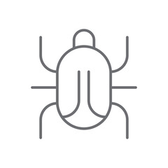 Bug information technology icon with black outline style. code, protection, isolated, insect, thin, virus, software. Vector Illustration